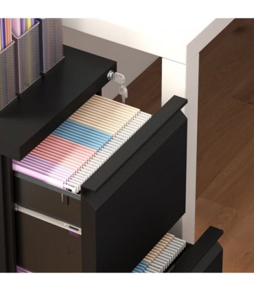 Vinsetto Steel File Cabinet with Lock Hanging Bar for Letter A4 Legal Size Black