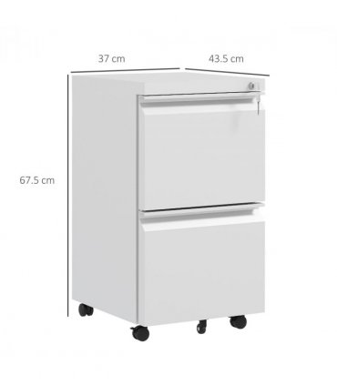 Vinsetto Steel File Cabinet with Lock Hanging Bar for Letter A4 Legal Size White