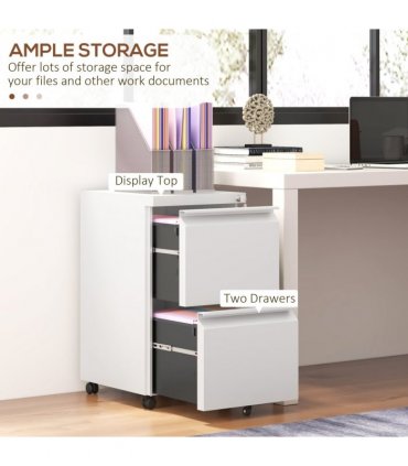 Vinsetto Steel File Cabinet with Lock Hanging Bar for Letter A4 Legal Size White