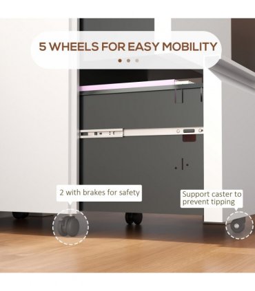 Vinsetto Steel File Cabinet with Lock Hanging Bar for Letter A4 Legal Size White