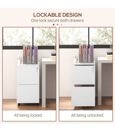 Vinsetto Steel File Cabinet with Lock and Hanging Bar for Letter A4 Legal Size