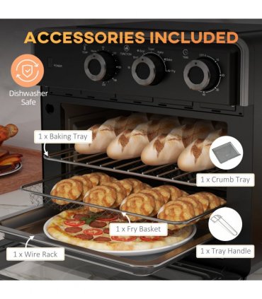 HOMCOM Air Fryer Oven 20L Mini Oven Countertop Convection Oven 1400W Black