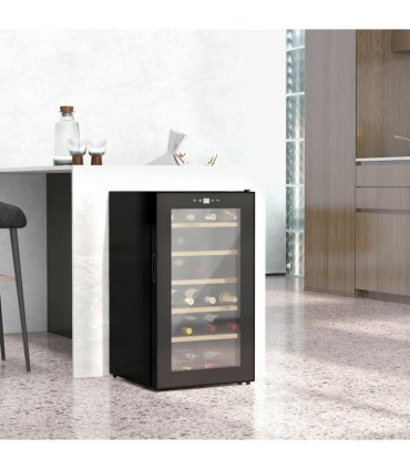 Wine Fridge Black 43L x 45W x 75H cm 24 Bottles Glass Door Digital Touch LED