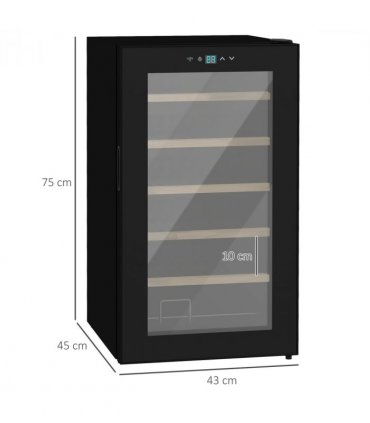 Wine Fridge Black 43L x 45W x 75H cm 24 Bottles Glass Door Digital Touch LED