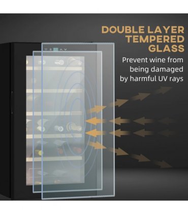Wine Fridge Black 43L x 45W x 75H cm 24 Bottles Glass Door Digital Touch LED