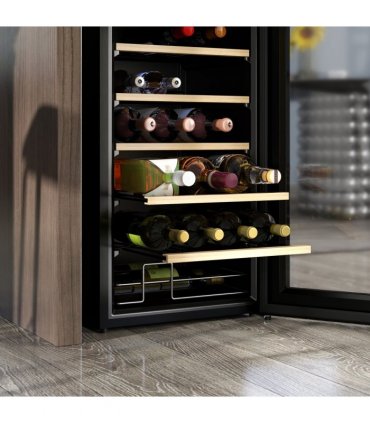 Wine Fridge Black 43L x 45W x 75H cm 24 Bottles Glass Door Digital Touch LED