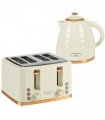 HOMCOM Kettle and Toaster Set 1.7L Rapid Boil Kettle & 4 Slice Toaster Beige