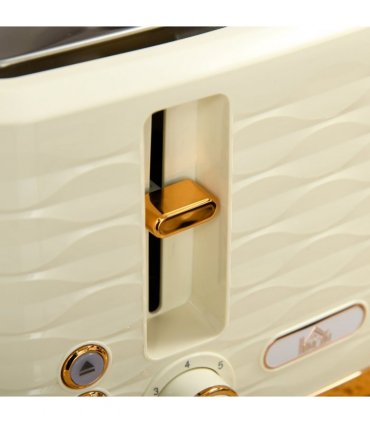 HOMCOM Kettle and Toaster Set 1.7L Rapid Boil Kettle & 4 Slice Toaster Beige