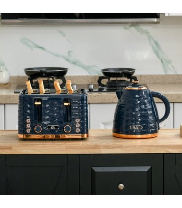 HOMCOM Kettle and Toaster Set 1.7L Rapid Boil Kettle & 4 Slice Toaster Blue