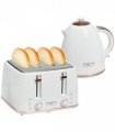 HOMCOM 1.7L Kettle and Toaster Set with Defrost, Reheat and Crumb Tray, White