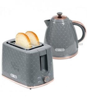 HOMCOM Kettle and Toaster Set 1.7L Fast Boil Kettle & 2 Slice Toaster Set Grey