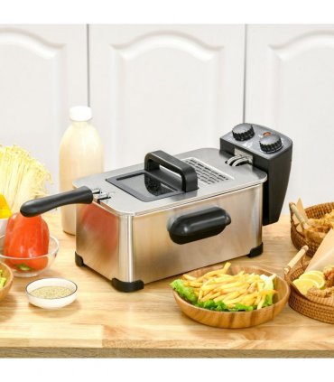 HOMCOM 3 Litre Deep Fat Fryer with Adjustable Temperature, 60min Timer, 2000W