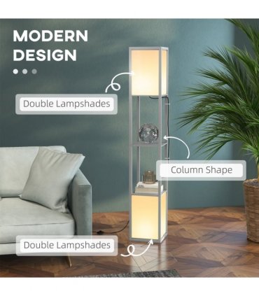Shelf Floor Lamp Light Grey 42x19x30cm Dual Light Living Room Bedroom