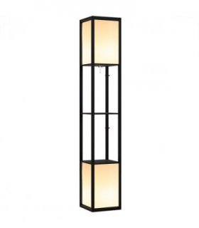 HOMCOM Shelf Floor Lamp with Dual Light, for Living Room, Bedroom, Black