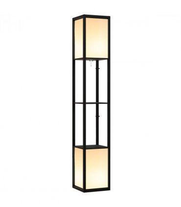 HOMCOM Shelf Floor Lamp with Dual Light, for Living Room, Bedroom, Black
