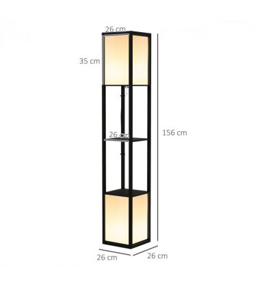 HOMCOM Shelf Floor Lamp with Dual Light, for Living Room, Bedroom, Black
