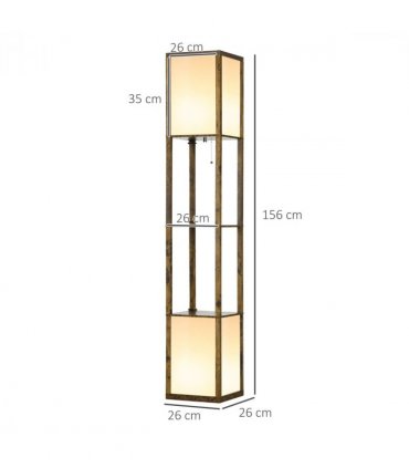 HOMCOM Shelf Floor Lamp with Dual Light, for Living Room, Bedroom, Brown