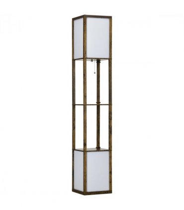HOMCOM Shelf Floor Lamp with Dual Light, for Living Room, Bedroom, Brown