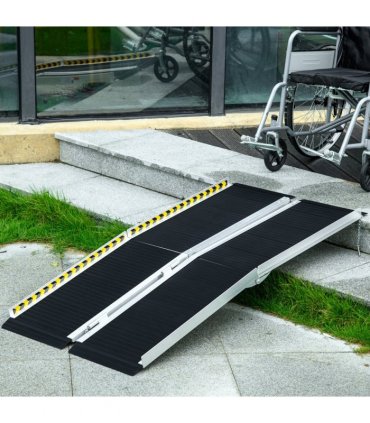 HOMCOM Folding Aluminium Wheelchair Ramp 152x73cm 272KG Capacity for Home