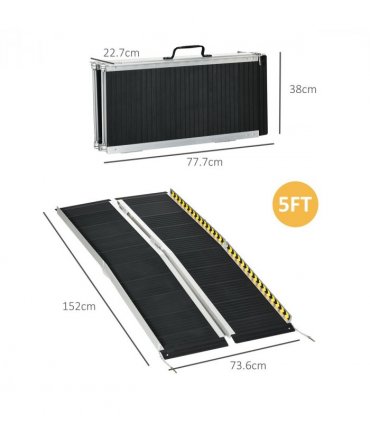HOMCOM Folding Aluminium Wheelchair Ramp 152x73cm 272KG Capacity for Home