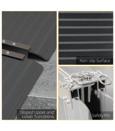 HOMCOM Folding Aluminium Wheelchair Ramp 152x73cm 272KG Capacity for Home