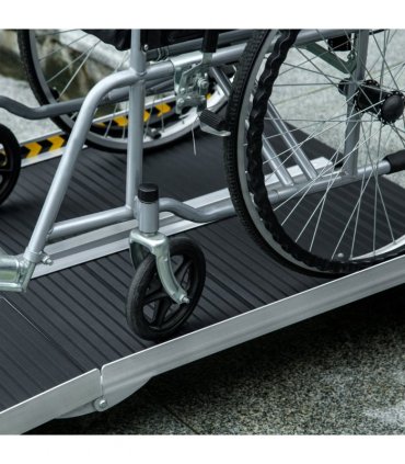 HOMCOM Folding Aluminium Wheelchair Ramp 152x73cm 272KG Capacity for Home
