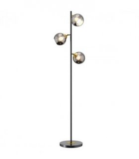 Floor Lamp Grey Glass Global Shade 3 Light 162cm Powder Coated Metal Frame