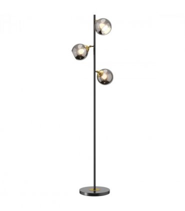 Floor Lamp Grey Glass Global Shade 3 Light 162cm Powder Coated Metal Frame