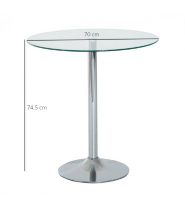 HOMCOM Round Dining Table Bistro Pub Counter w/ Tempered Glass Top for Kitchen
