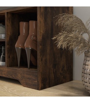 HOMCOM Upholstered Entryway Shoe Bench with Storage Drawer Open Shelf Brown