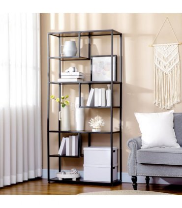 Storage Shelves Rustic Brown 83L x 34W x 180H cm Seven-tier Steel Frame Shelf
