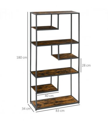 Storage Shelves Rustic Brown 83L x 34W x 180H cm Seven-tier Steel Frame Shelf