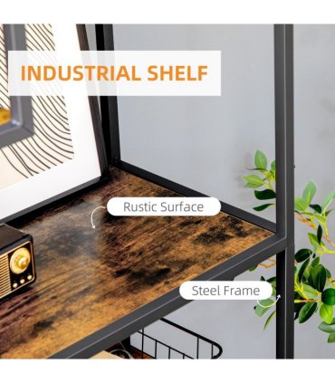 Storage Shelves Rustic Brown 83L x 34W x 180H cm Seven-tier Steel Frame Shelf
