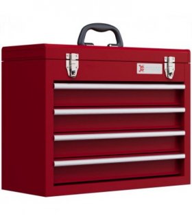 DURHAND Lockable 4 Drawer Tool Chest with Ball Bearing Slide Drawers Red