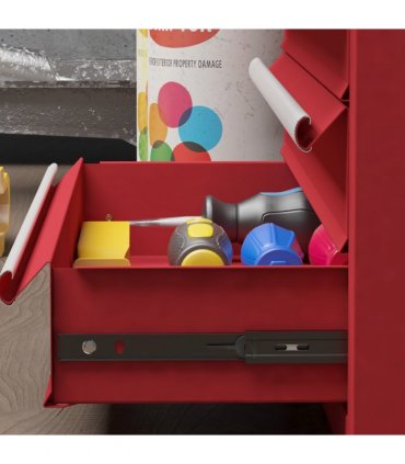 DURHAND Lockable 4 Drawer Tool Chest with Ball Bearing Slide Drawers Red