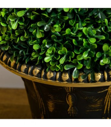 HOMCOM Set of 2 Potted Artificial Plants, Topiary Spiral Boxwood Trees, 90cm
