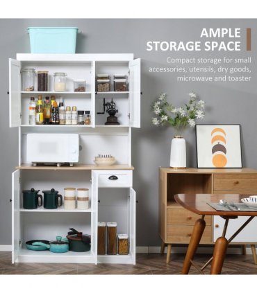 HOMCOM Kitchen Cupboard Storage Cabinet Microwave Oven Stand with Storage