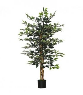 Artificial Ficus Tree Green Thick Plastic 15L x 15W x 130H cm - Lifelike Leaves