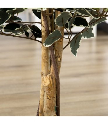 Artificial Ficus Tree Green Thick Plastic 15L x 15W x 130H cm - Lifelike Leaves