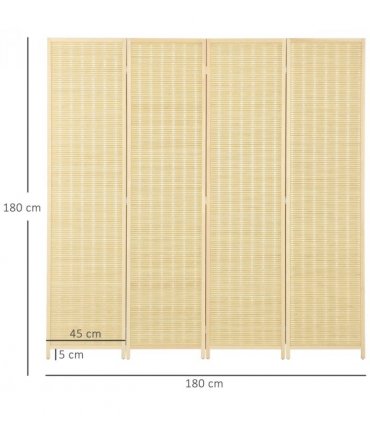 HOMCOM 4 Panel Folding Room Divider 170cm Wall Privacy Screen Protector Natural