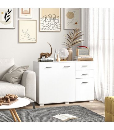 HOMCOM Modern Sideboard Kitchen Storage Cabinet with 2 Drawers and Shelves