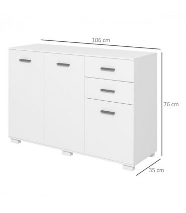 HOMCOM Modern Sideboard Kitchen Storage Cabinet with 2 Drawers and Shelves
