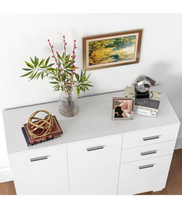 HOMCOM Modern Sideboard Kitchen Storage Cabinet with 2 Drawers and Shelves