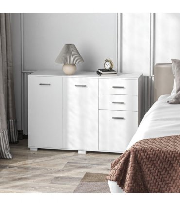 HOMCOM Modern Sideboard Kitchen Storage Cabinet with 2 Drawers and Shelves
