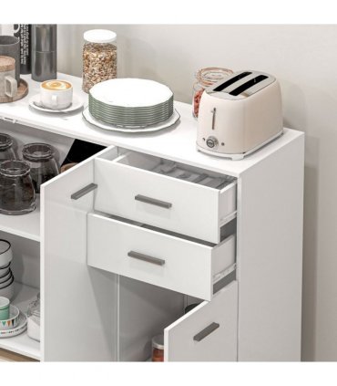 HOMCOM Modern Sideboard Kitchen Storage Cabinet with 2 Drawers and Shelves