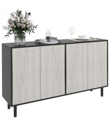 Sideboard Black 121L x 37W x 75H cm Storage Cabinet Adjustable Shelves Home Tidy