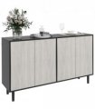 Sideboard Black 121L x 37W x 75H cm Storage Cabinet Adjustable Shelves Home Tidy