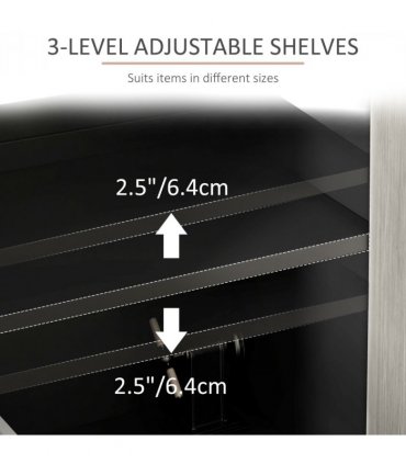 Sideboard Black 121L x 37W x 75H cm Storage Cabinet Adjustable Shelves Home Tidy