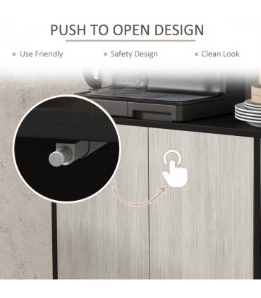 Sideboard Black 121L x 37W x 75H cm Storage Cabinet Adjustable Shelves Home Tidy