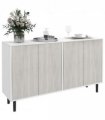 Sideboard White 121L x 37W x 75H cm HOMCOM Storage Cabinet Adjustable Shelves